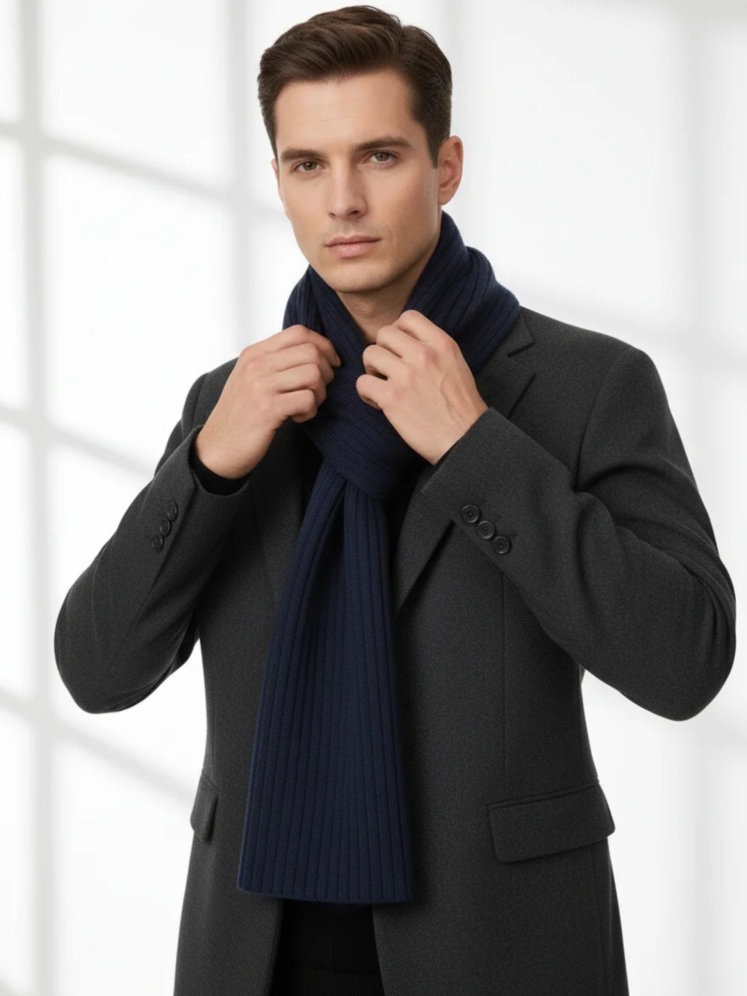 Valoriani ribbed cashmere scarf soft knit texture