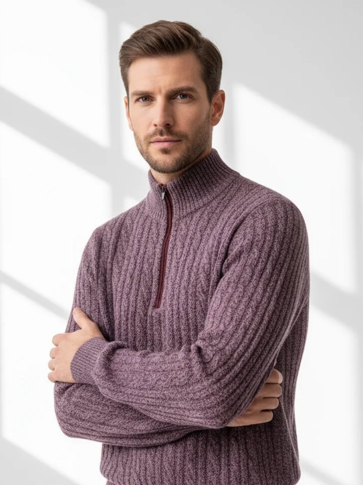 cashmere one-four zip sweater collar zipper detail