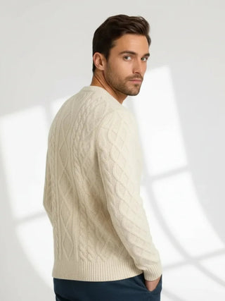 soft ivory aran cable sweater premium cashmere texture