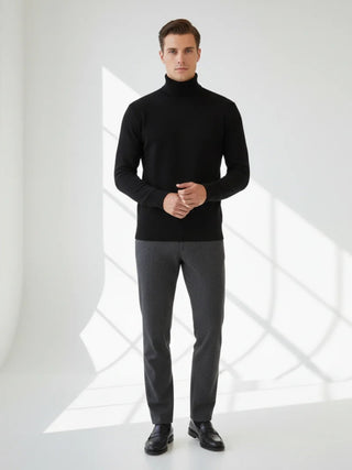 Valoriani black turtleneck sweater styled for timeless winter wardrobe