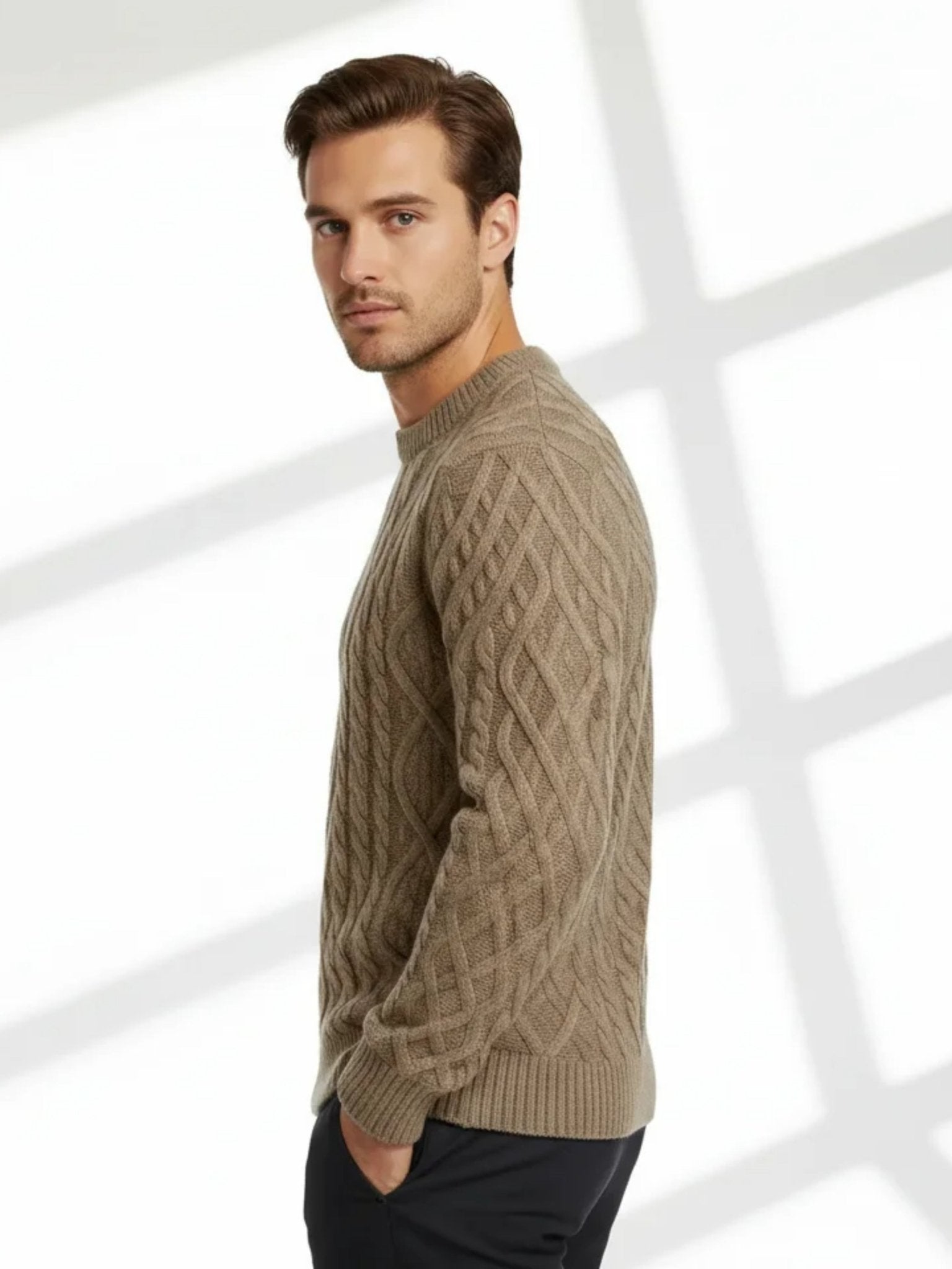 elegant turtledove knit sweater refined textured cashmere
