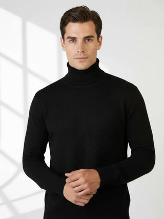 Valoriani black cashmere turtleneck sweater with refined minimalist fit