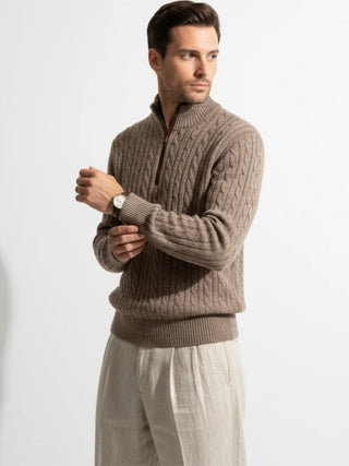 premium cashmere one-four zip sweater soft knit texture
