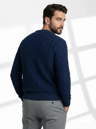 luxury blue cable knit cashmere sweater premium winter garment