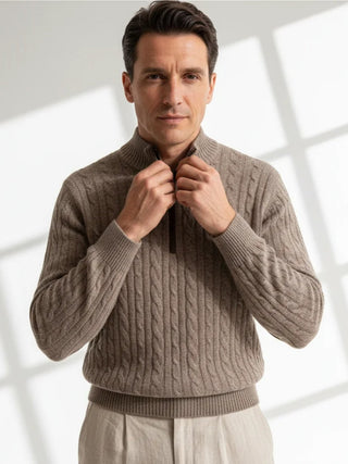 elegant cashmere one-four zip sweater refined winter style
