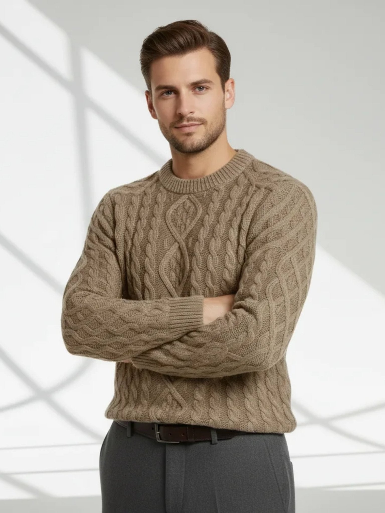 turtledove tone aran knit cashmere sweater understated luxury