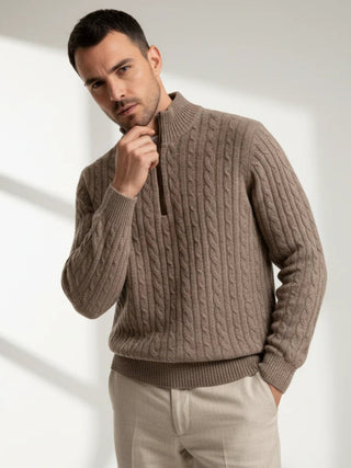 cashmere one-four zip sweater minimalist luxury knitwear