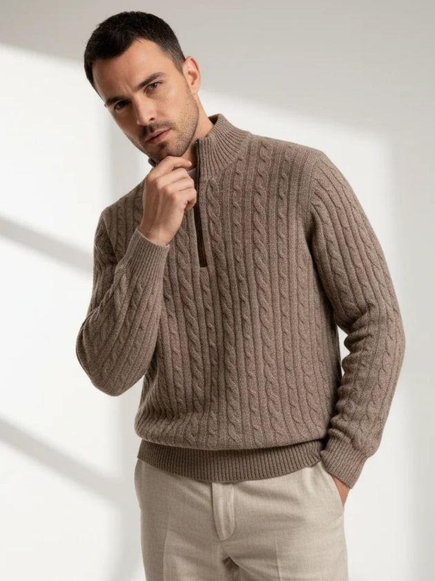 cashmere one-four zip sweater minimalist luxury knitwear