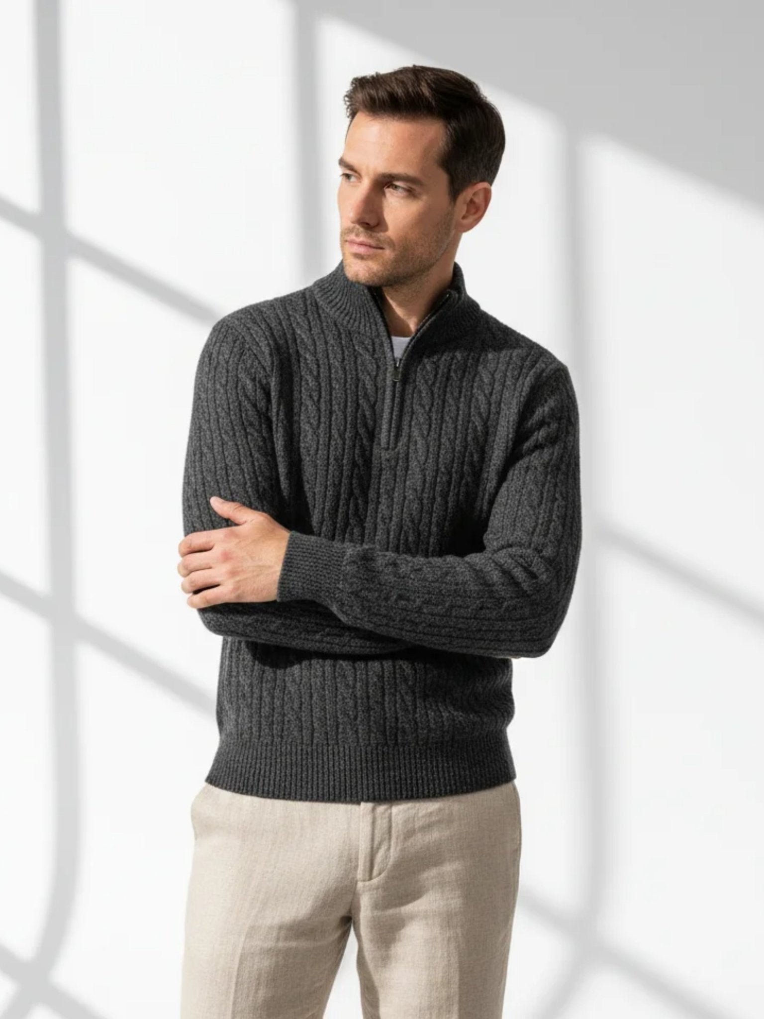 minimalist one-four zip sweater luxury winter knitwear