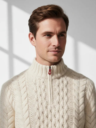 premium cashmere quarter zip sweater soft knit texture