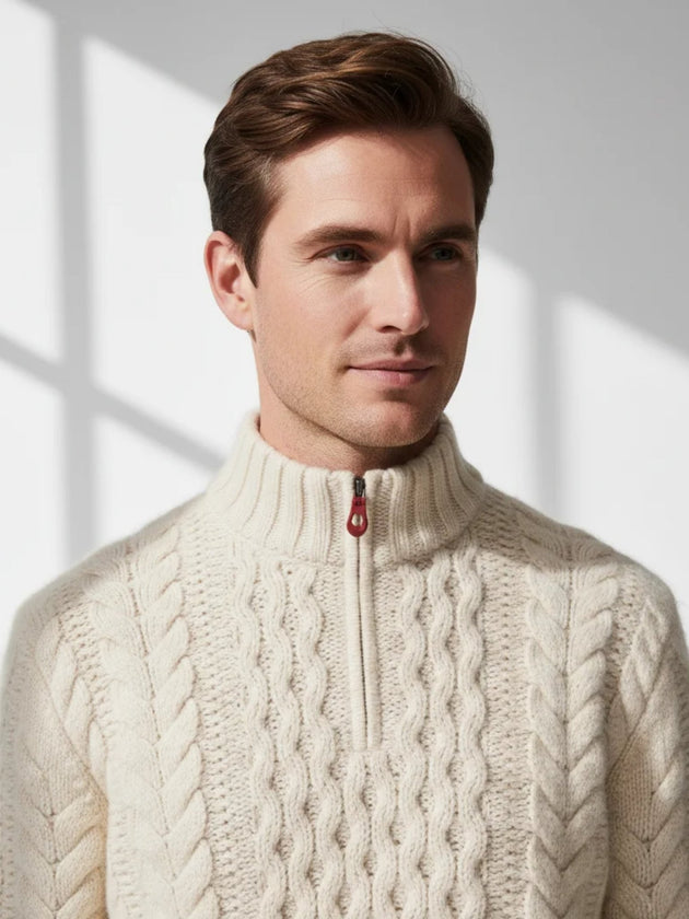 premium cashmere quarter zip sweater soft knit texture