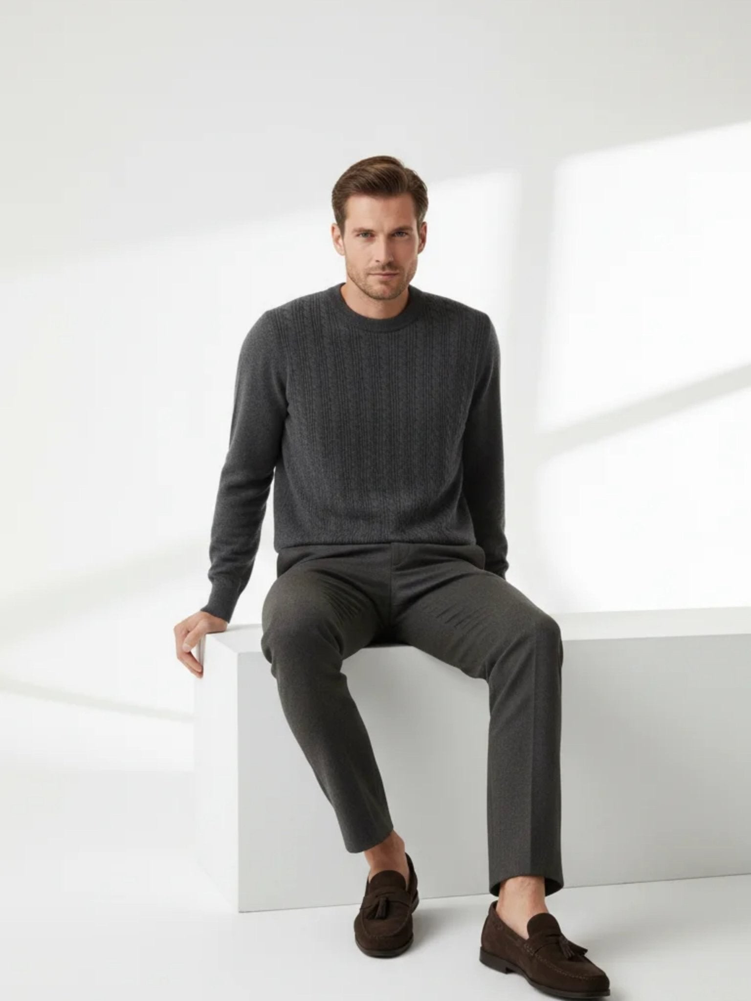 soft wool cashmere crewneck sweater luxury winter garment