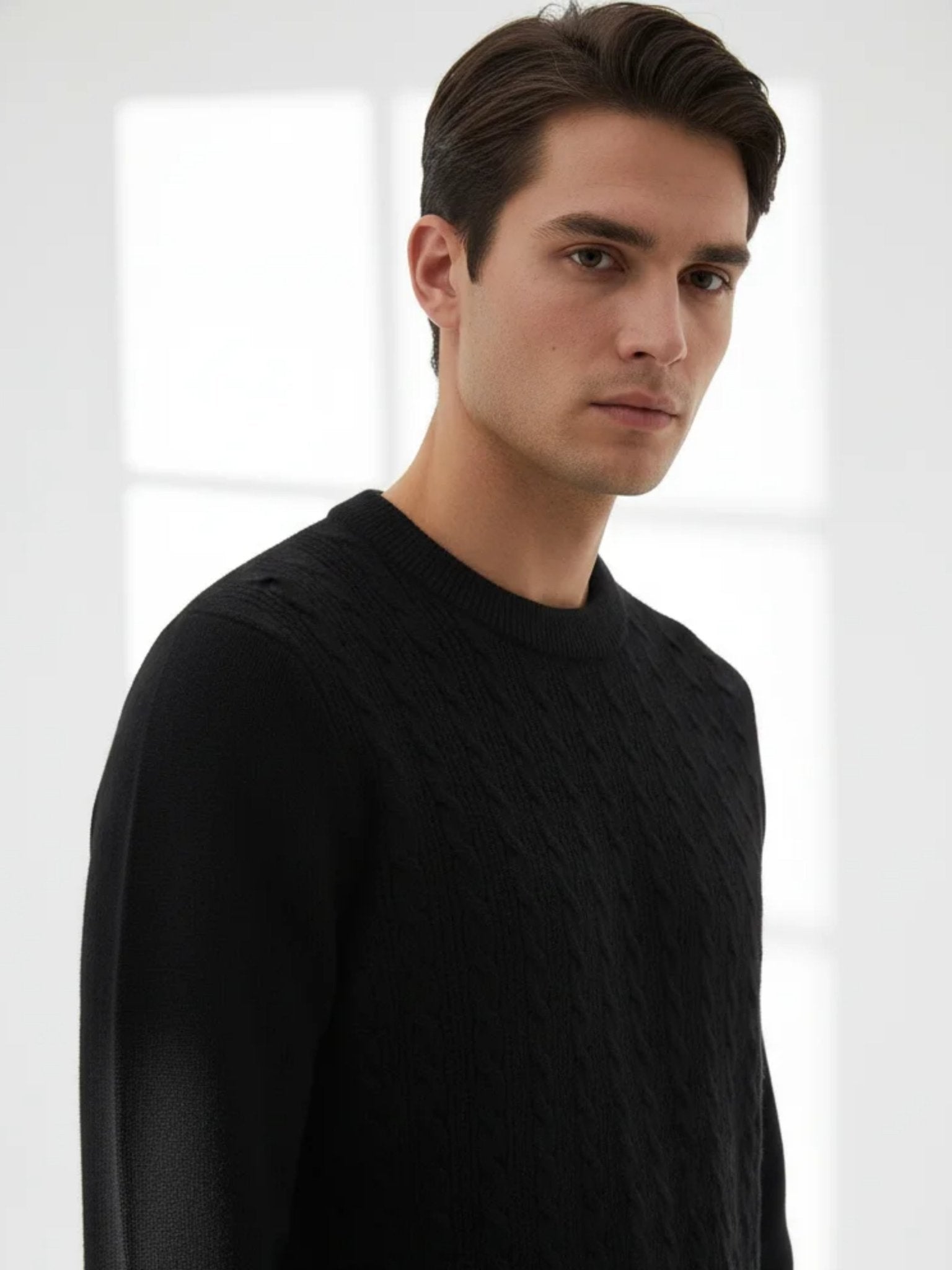 luxury wool cashmere crewneck sweater elegant winter outfit