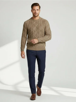 neutral tone aran knit sweater minimalist winter luxury garment