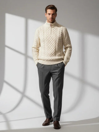 cashmere quarter zip sweater refined luxury knit garment