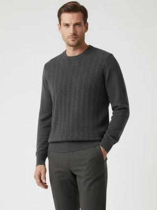 mid grey wool cashmere crewneck sweater refined winter knitwear